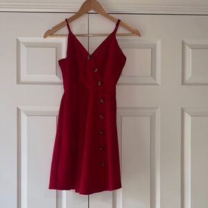 Purple Snow Red Mini Dress with Button Detail